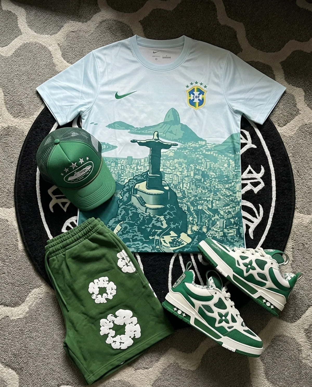 Brazil Rio de Janeiro Green Graphic T-Shirt Set