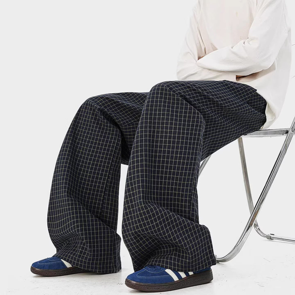 Casual Plaid Patchwork Pants for Men and Women