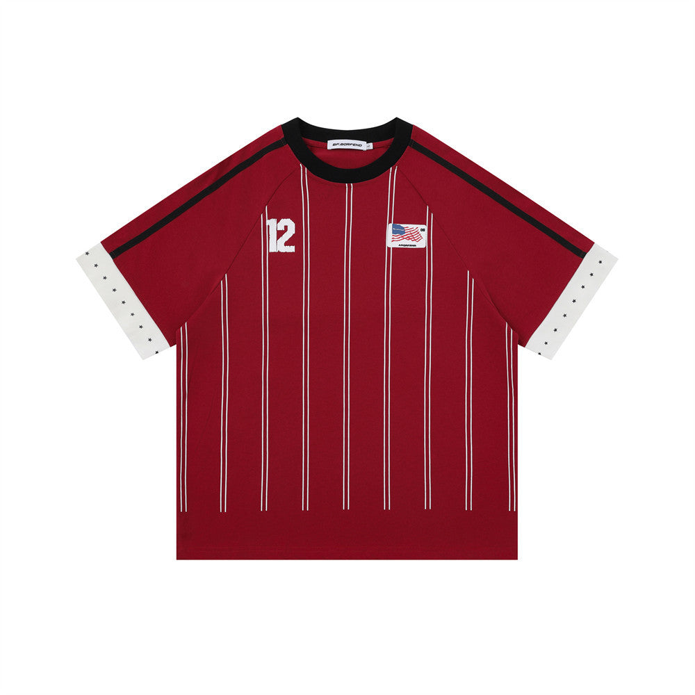 Color blocked fake two short sleeved T-shirts