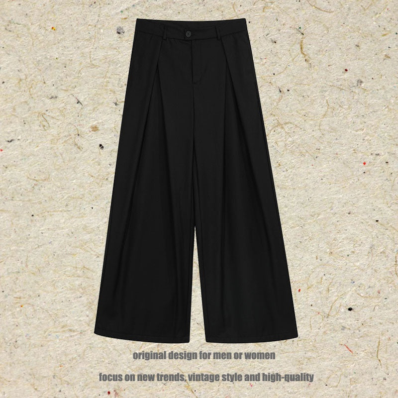 Straight-Leg Dress Pants with Pleated Design for Men and Women