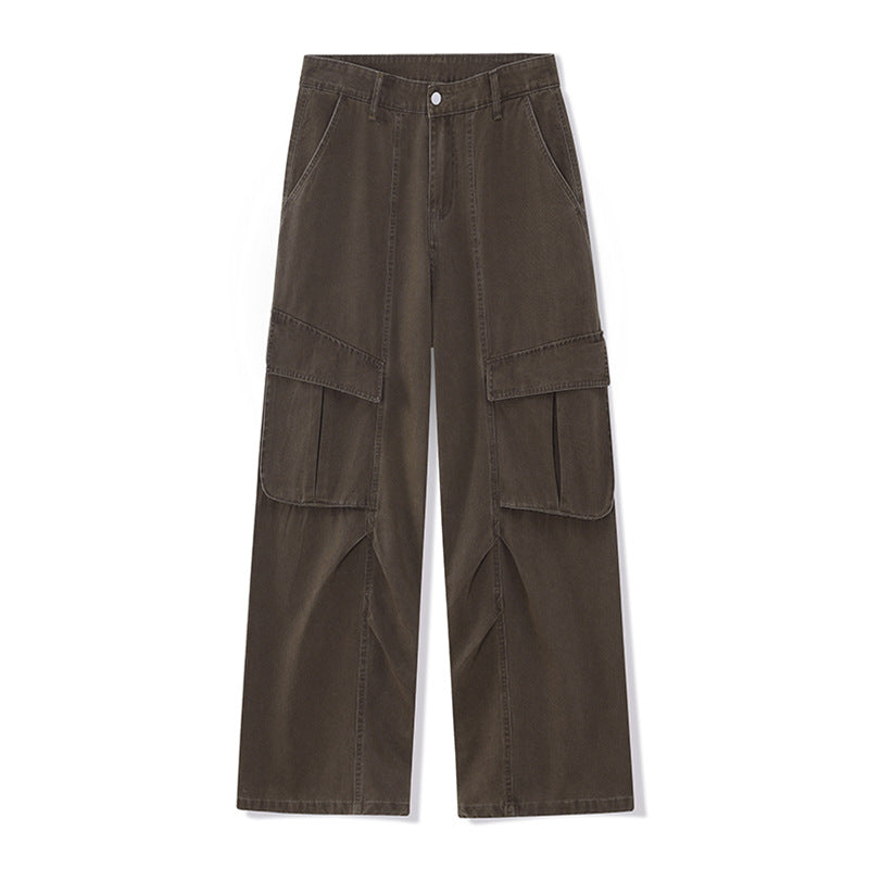 Style Pleated Cargo Casual Pants for Men with Patched Pockets