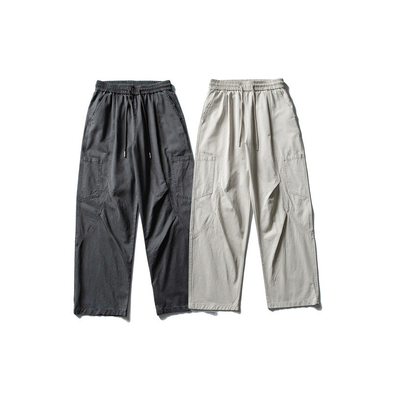 Simple drawstring casual pants for men loose straight leg pants
