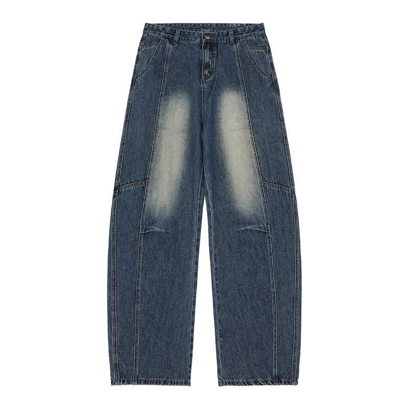 Pleated Baggy Wide-Leg Tapered Denim Pants for Men