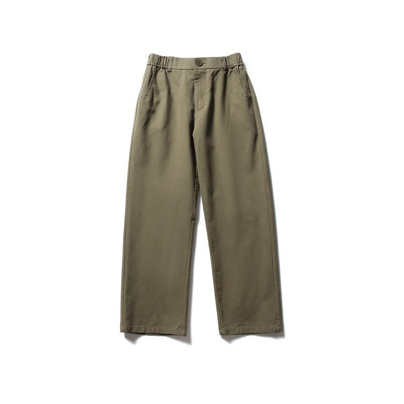 Solid color simple loose fitting straight leg pants for men and women