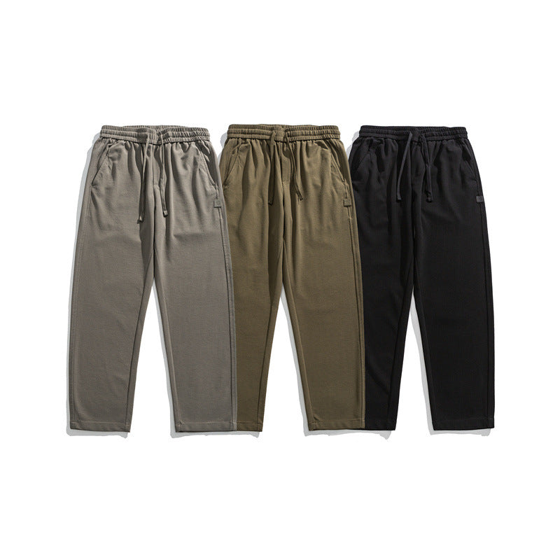 Solid color minimalist knitted casual pants for men loose fit sweatpants