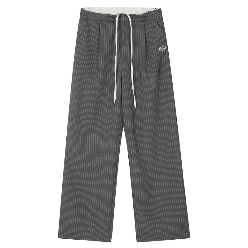 Fake Two-Piece Striped Suit Pants for Men and Women Loose Casual