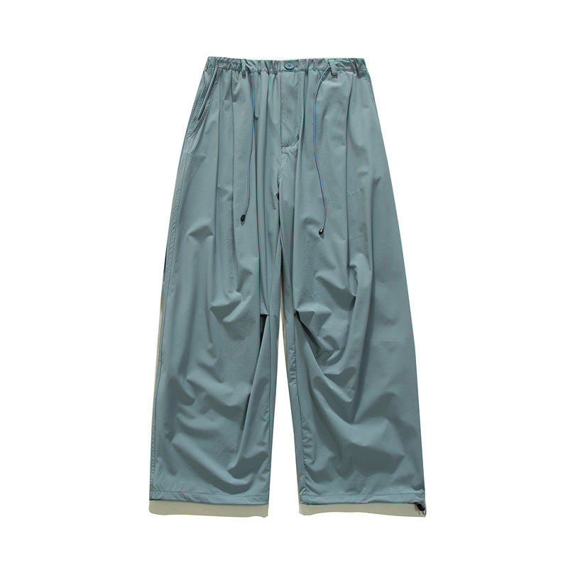 Lightweight Solid Color Drawstring Casual Straight Leg Pants for Men and Women