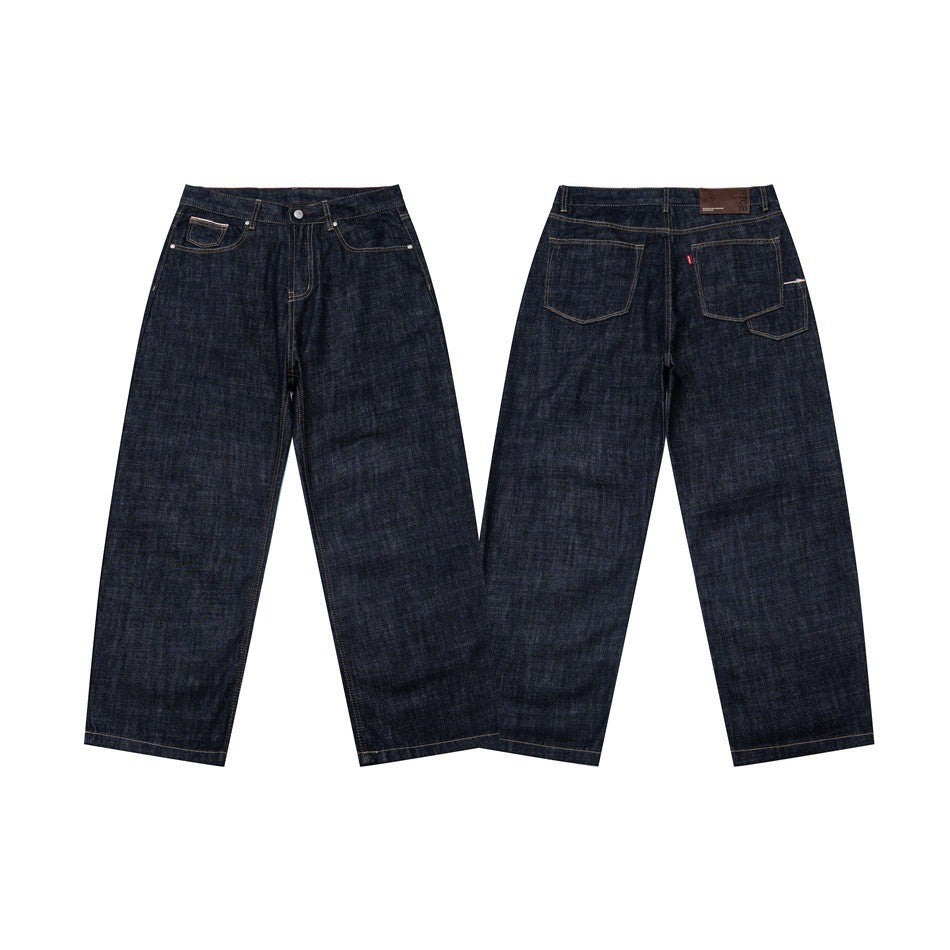 Original Color Washed Loose Straight Leg Denim Pants for Men