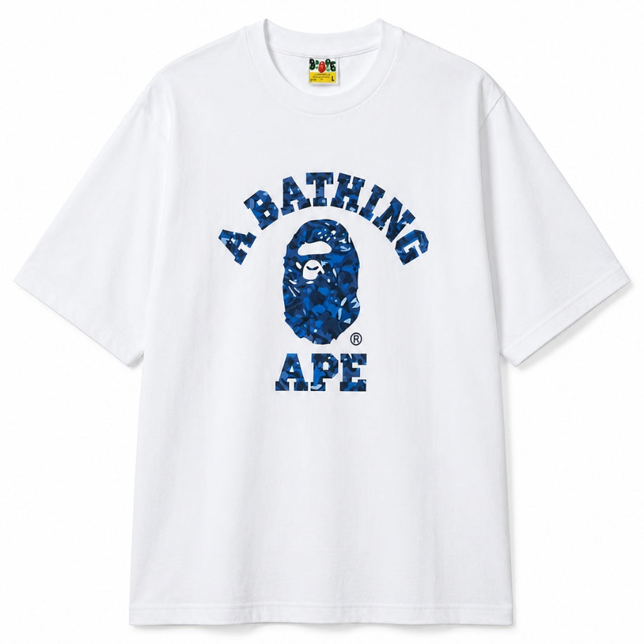 Beyaz Oversize BAPE Blue Camo Arch Logo T-Shirt