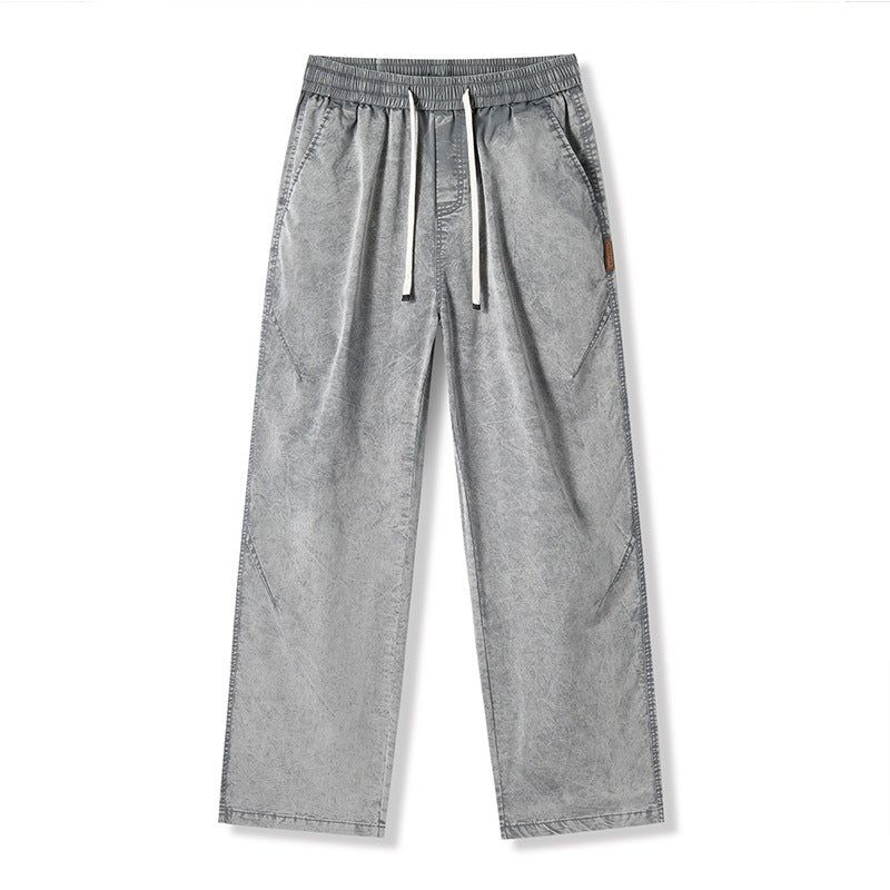 Men's Clothing Retro Snowflake Washed Casual Pants Men