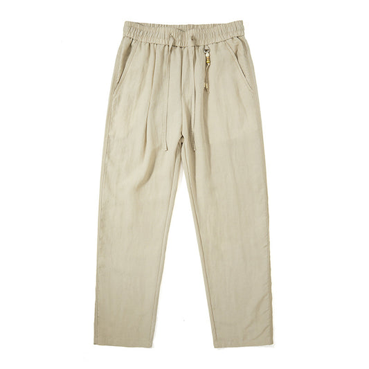 Style Casual Linen Trousers for Men Wide Leg Pants