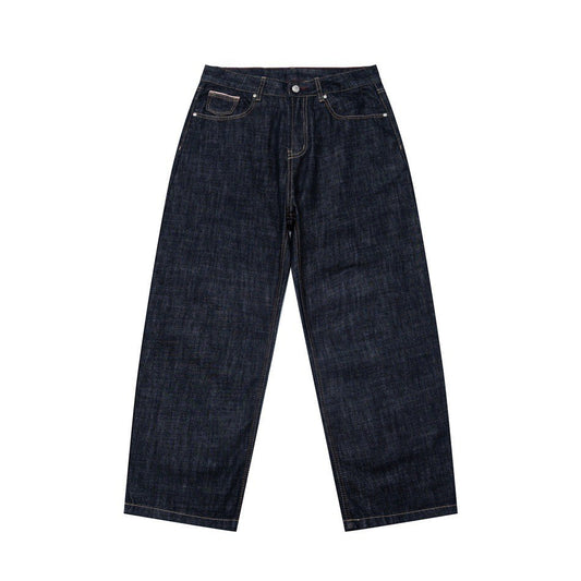 Original Color Washed Loose Straight Leg Denim Pants for Men