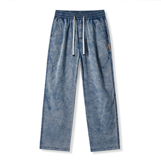 Men's Clothing Retro Snowflake Washed Casual Pants Men