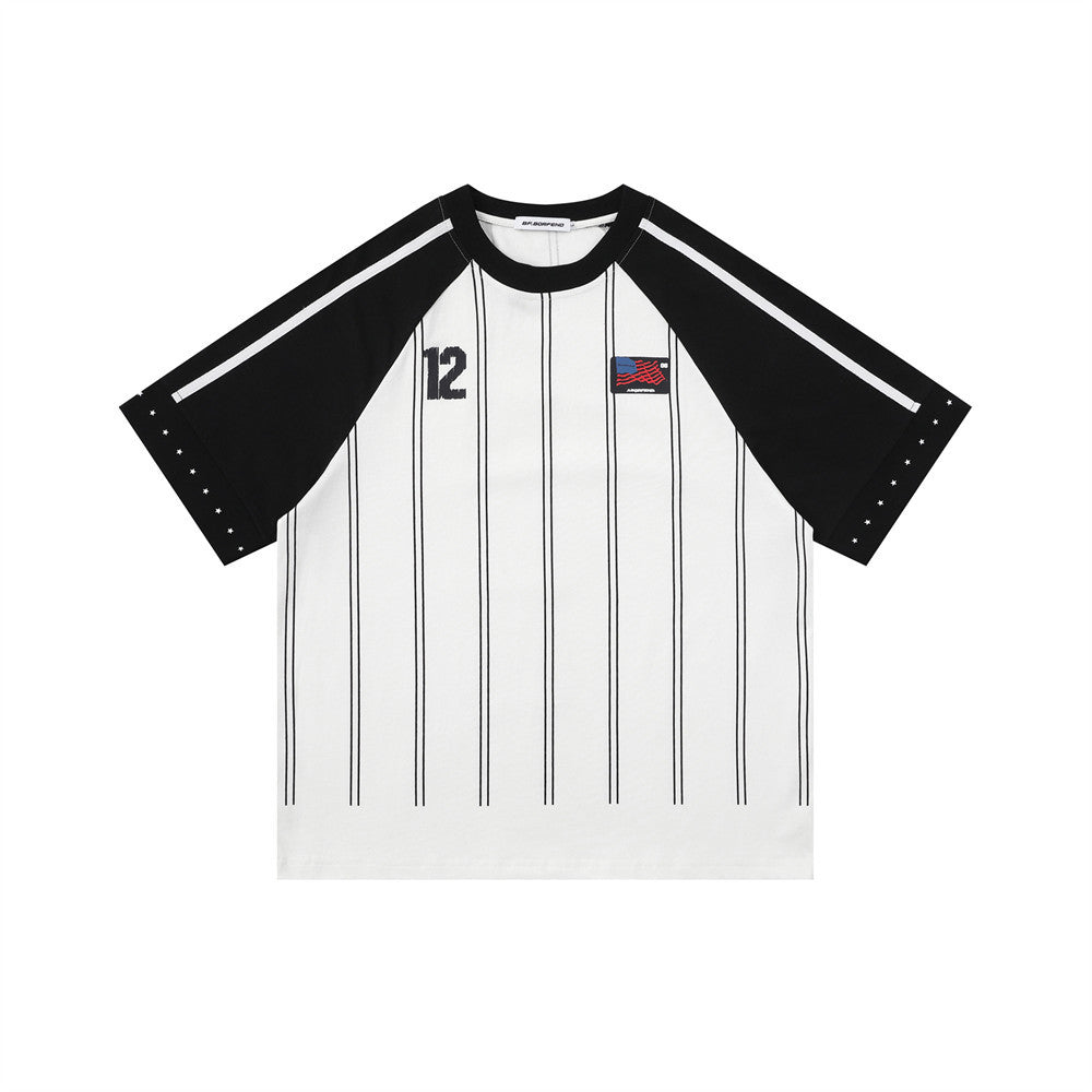 Color blocked fake two short sleeved T-shirts