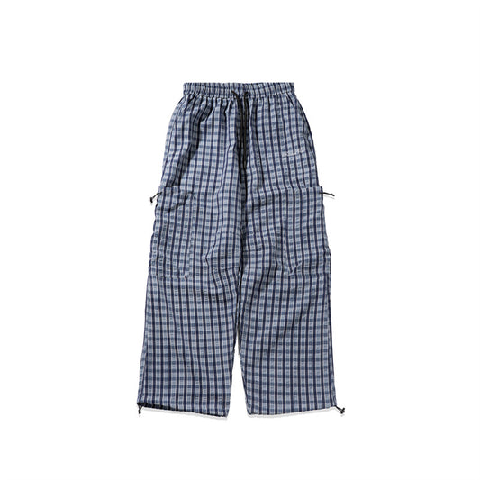 Checkered casual pants for men and women loose straight leg pants