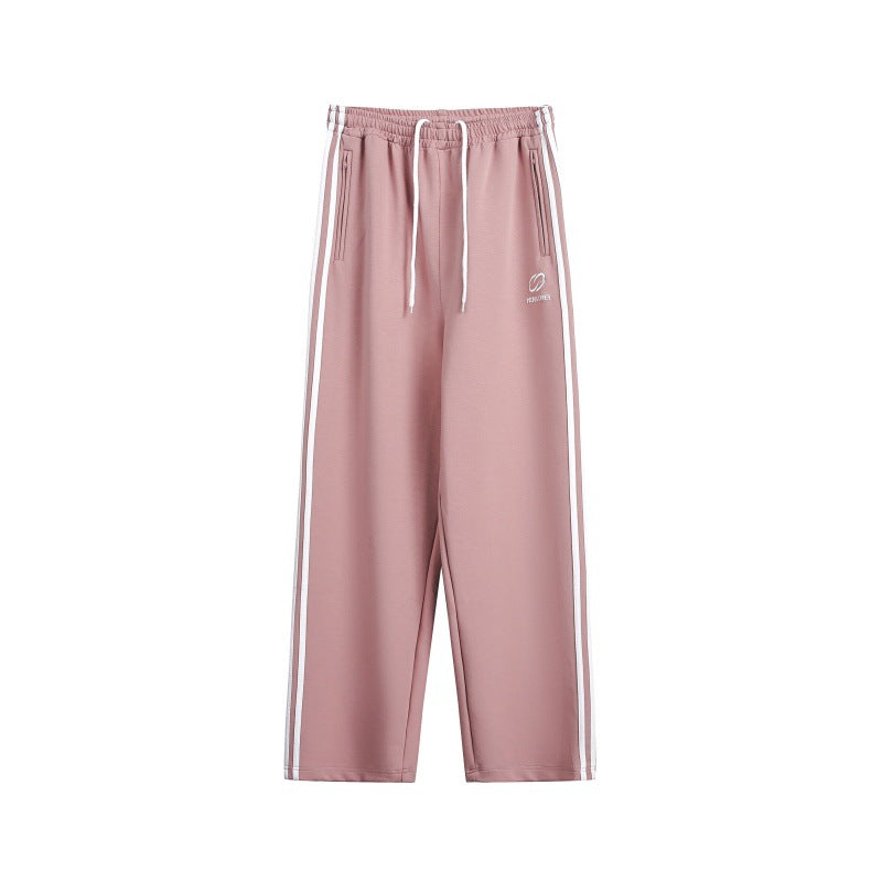 Striped casual pants for men and women loose straight leg pants