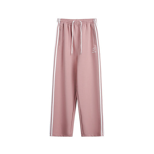 Striped casual pants for men and women loose straight leg pants