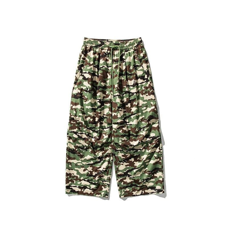 Camouflage Casual Pants Men Loose Big Size Wide Leg Pants  Straight Pants Thin Work Pants Elastic Long Trousers