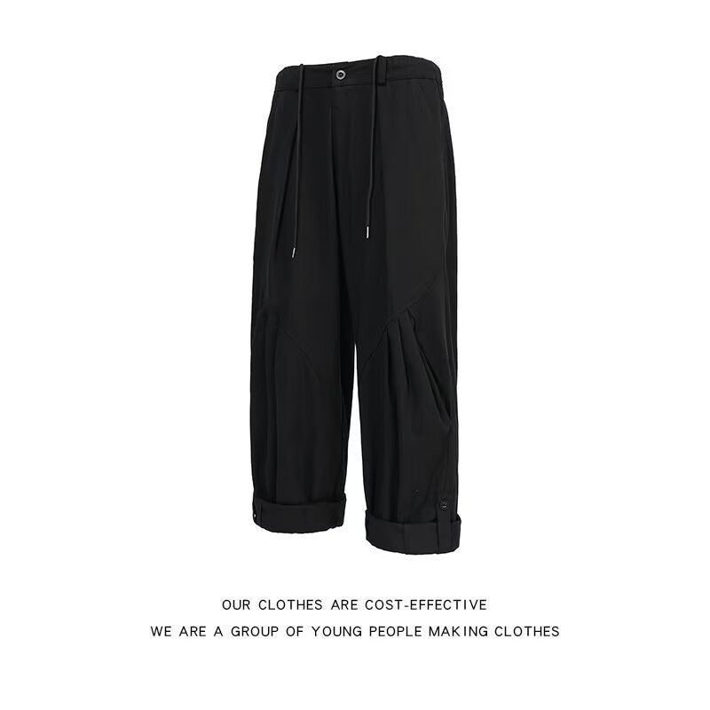 Cotton semi elastic waist casual pants for men in spring and summer