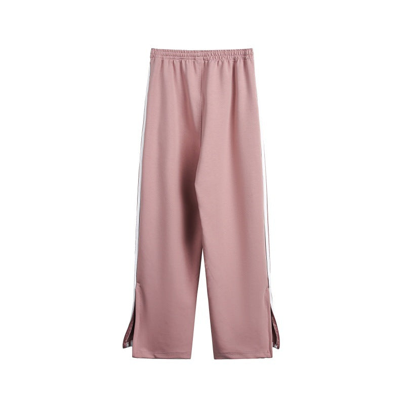 Striped casual pants for men and women loose straight leg pants