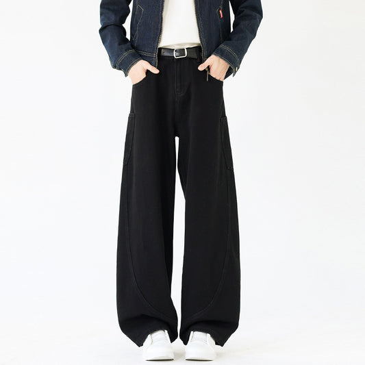 Pants Men Loose Straight Leg Street Washed Vintage Wide Leg Pants