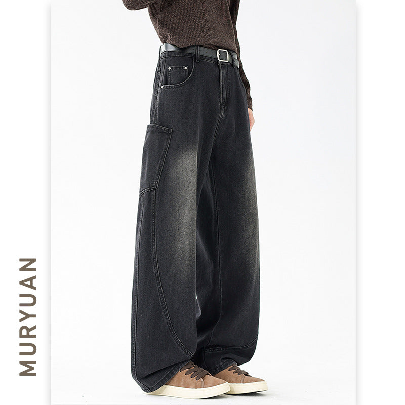 Pants Men Loose Straight Leg Street Washed Vintage Wide Leg Pants