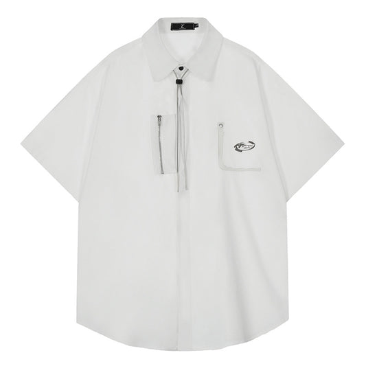Short Sleeve Shirt for Men Summer Casual Stylish White and Pink Shirts