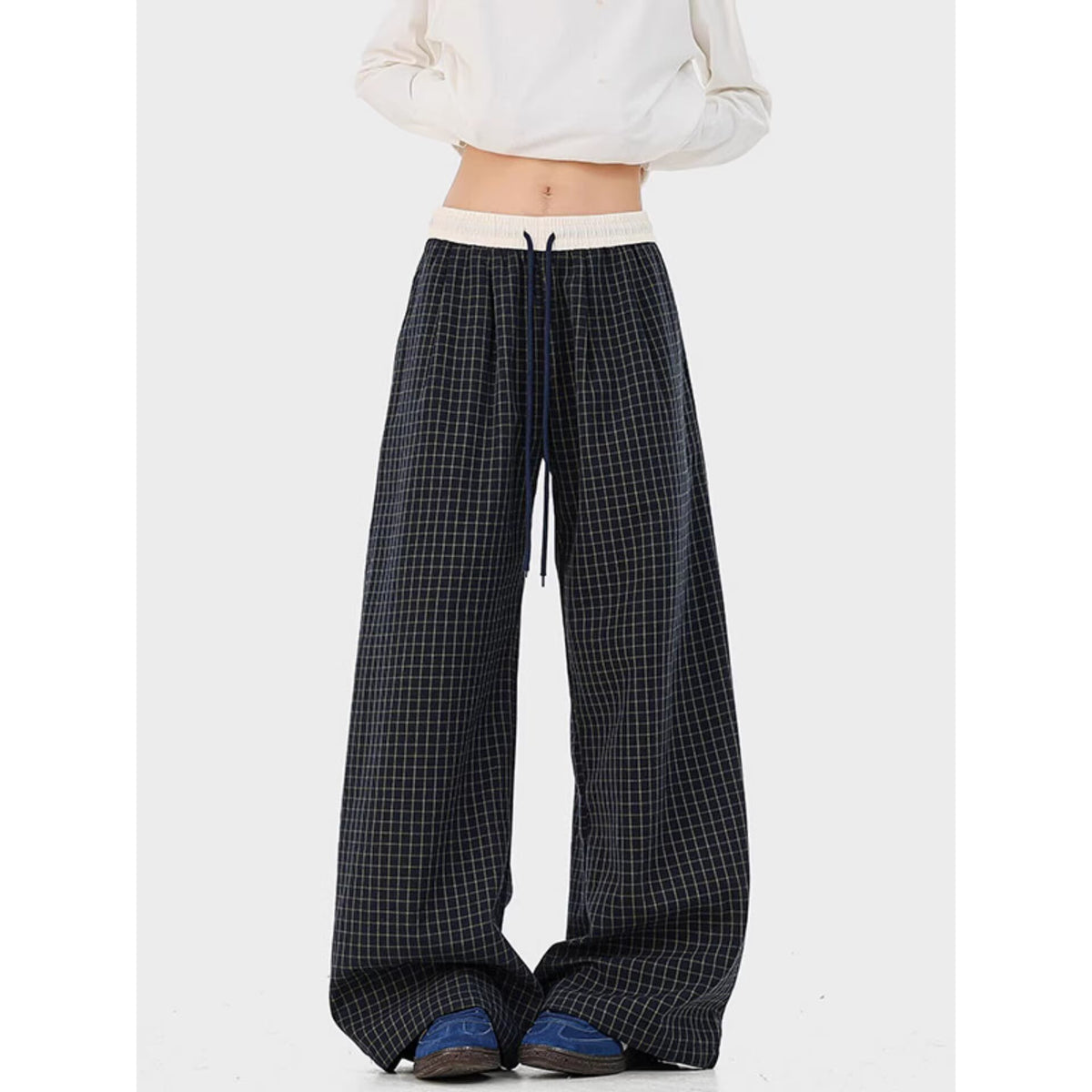 Casual Plaid Patchwork Pants for Men and Women