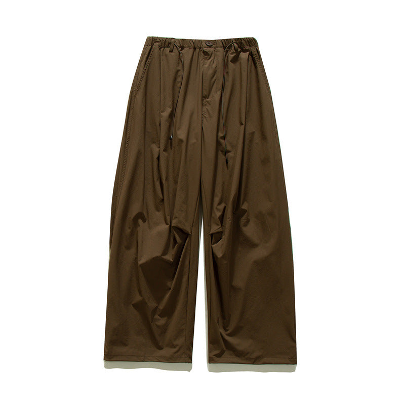Lightweight Solid Color Drawstring Casual Straight Leg Pants for Men and Women