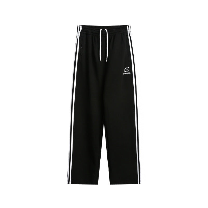 Striped casual pants for men and women loose straight leg pants